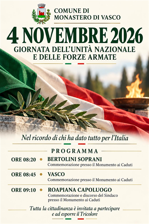 IV Novembre - Giornata dell'Unità Nazionale e delle Forze Armate